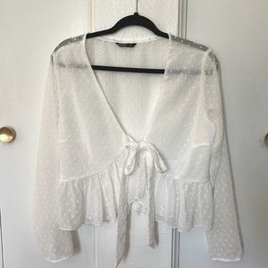 Cropped White Blouse - Peplum